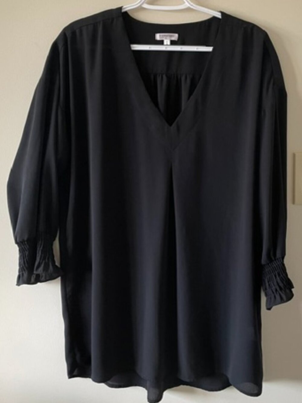 Reitman’s Signature BLk Top/Short Dress  Lng Sleeve Ruffle Cuff Sze L  NWOT